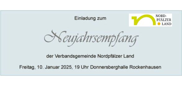 Anzeige des Neujahrsempfangs der VG Nordpfälzer Land